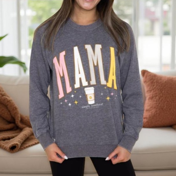 Simply Southern Mama Sweatshirt (Mama needs coffee 😂)  Grey sweatshirt XL NWT - Picture 6 of 10